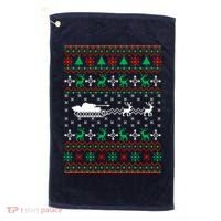 Tank Tanker Panzer Xmas Ugly Christmas Golf Towel thumb 0