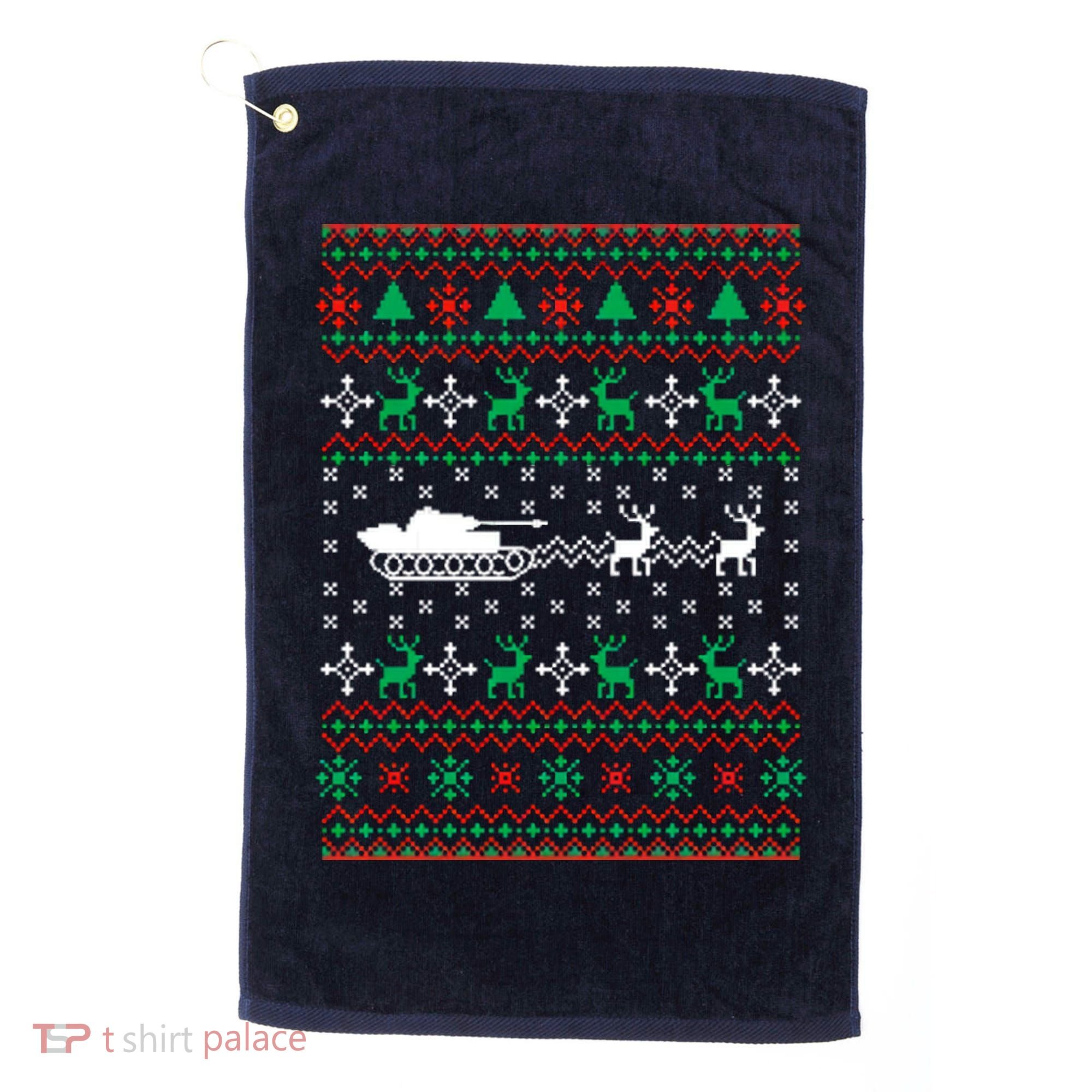 Tank Tanker Panzer Xmas Ugly Christmas Golf Towel