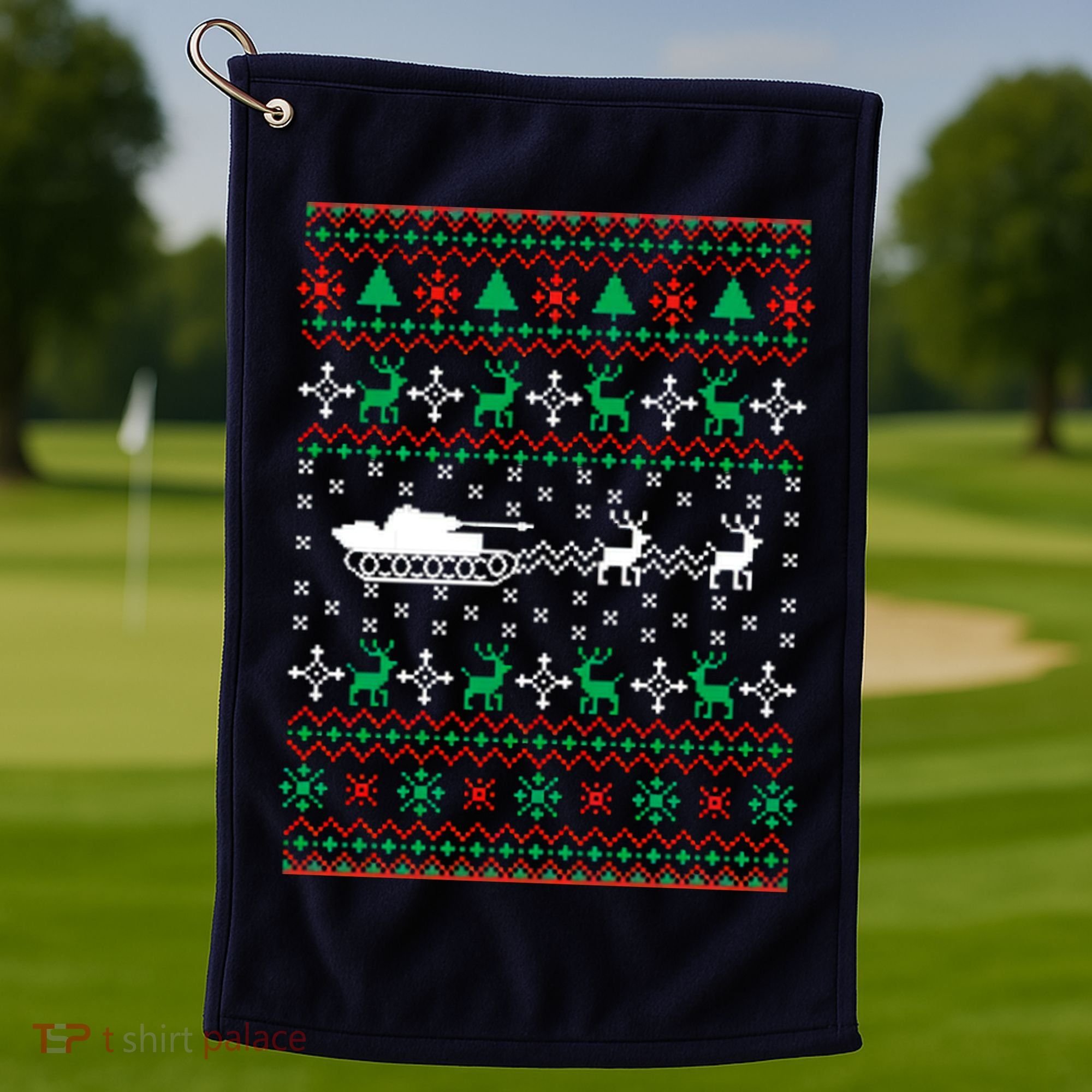 Tank Tanker Panzer Xmas Ugly Christmas Golf Towel