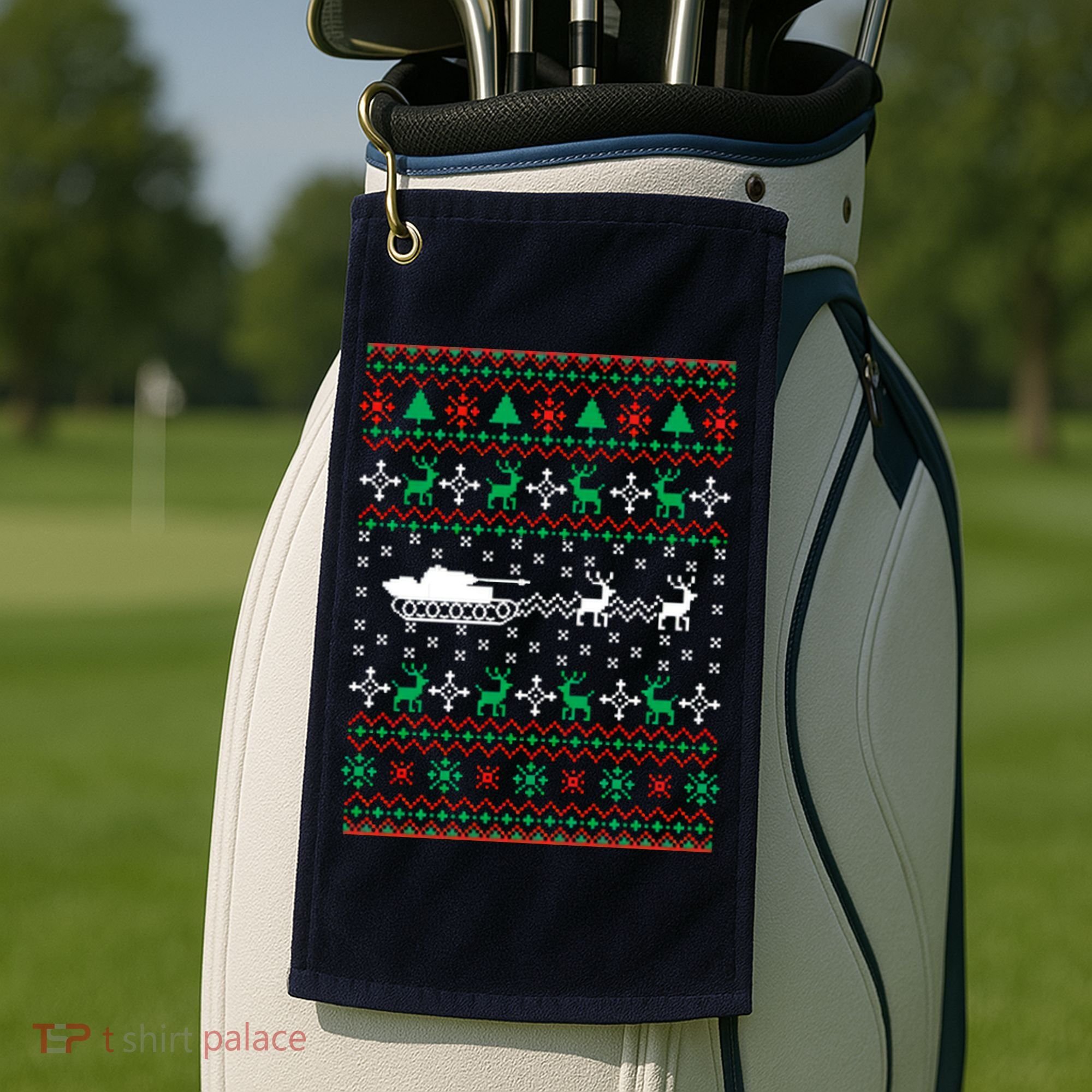 Tank Tanker Panzer Xmas Ugly Christmas Golf Towel