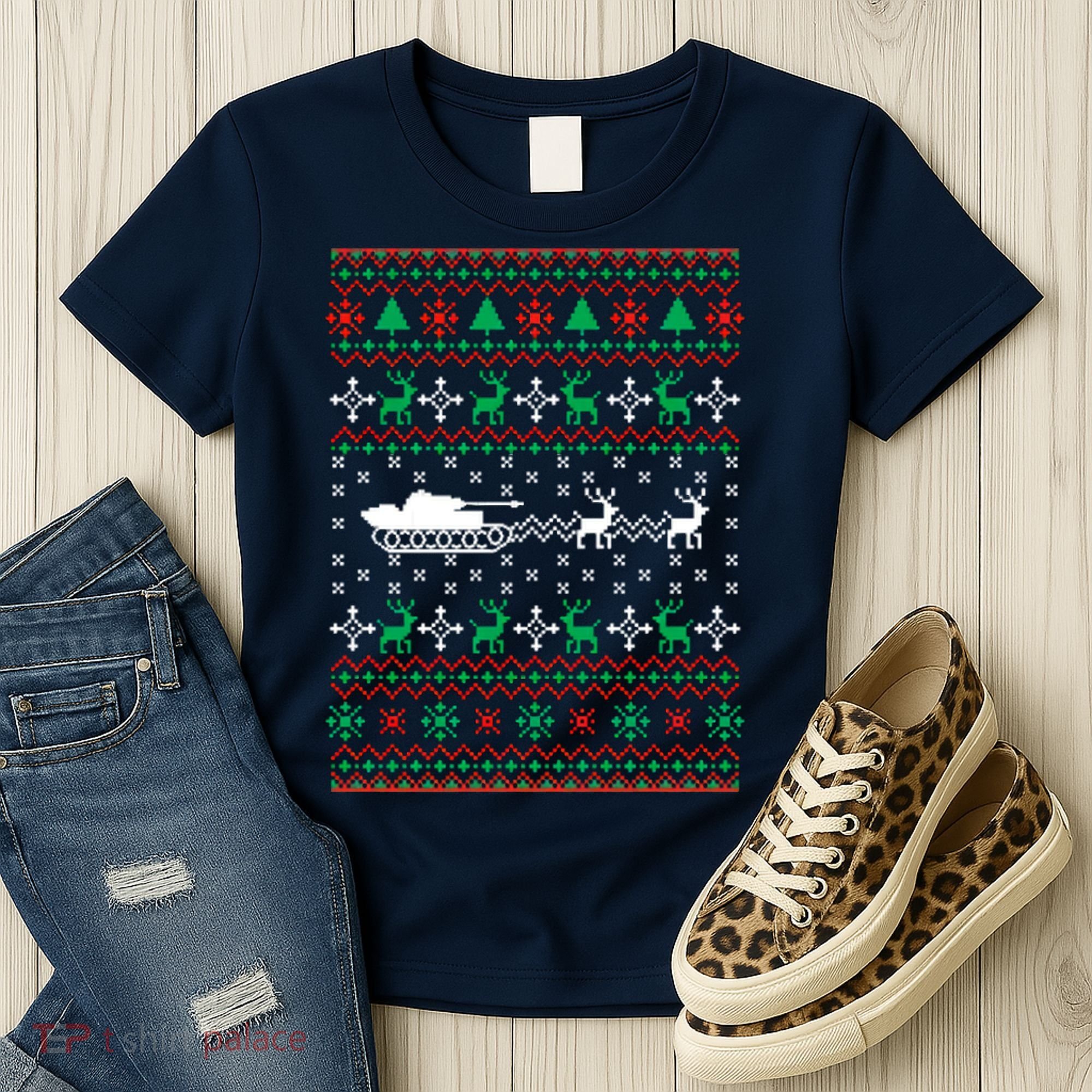 Tank Tanker Panzer Xmas Ugly Christmas Women's T-Shirt