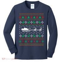 Tank Tanker Panzer Xmas Ugly Christmas Kids Long Sleeve Shirt thumb 0