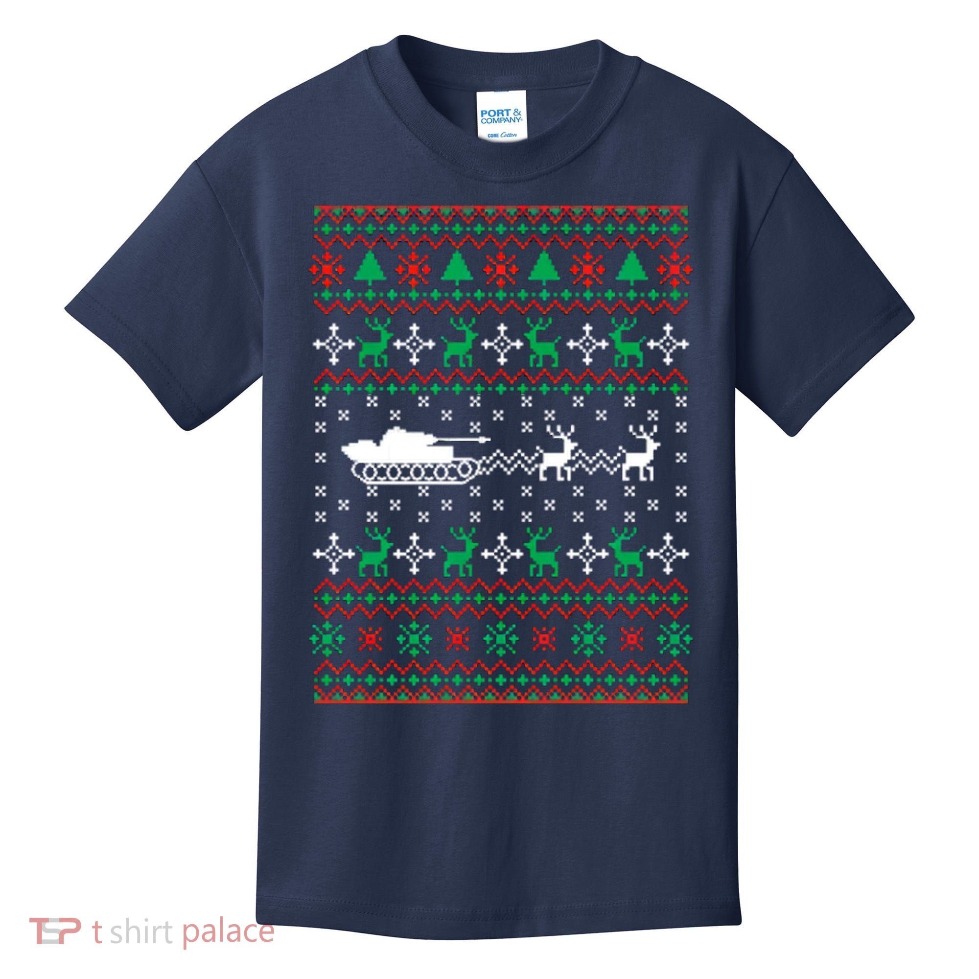 Tank Tanker Panzer Xmas Ugly Christmas Kids T-Shirt