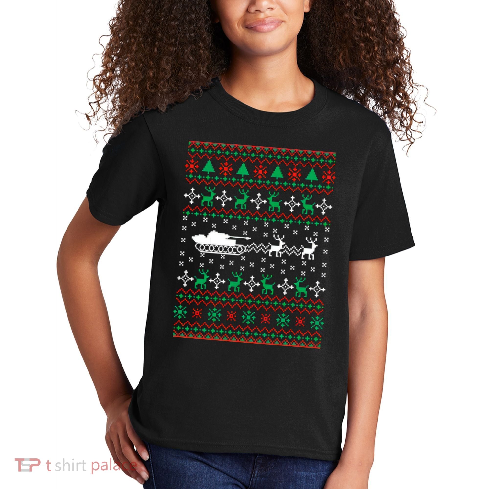 Tank Tanker Panzer Xmas Ugly Christmas Kids T-Shirt