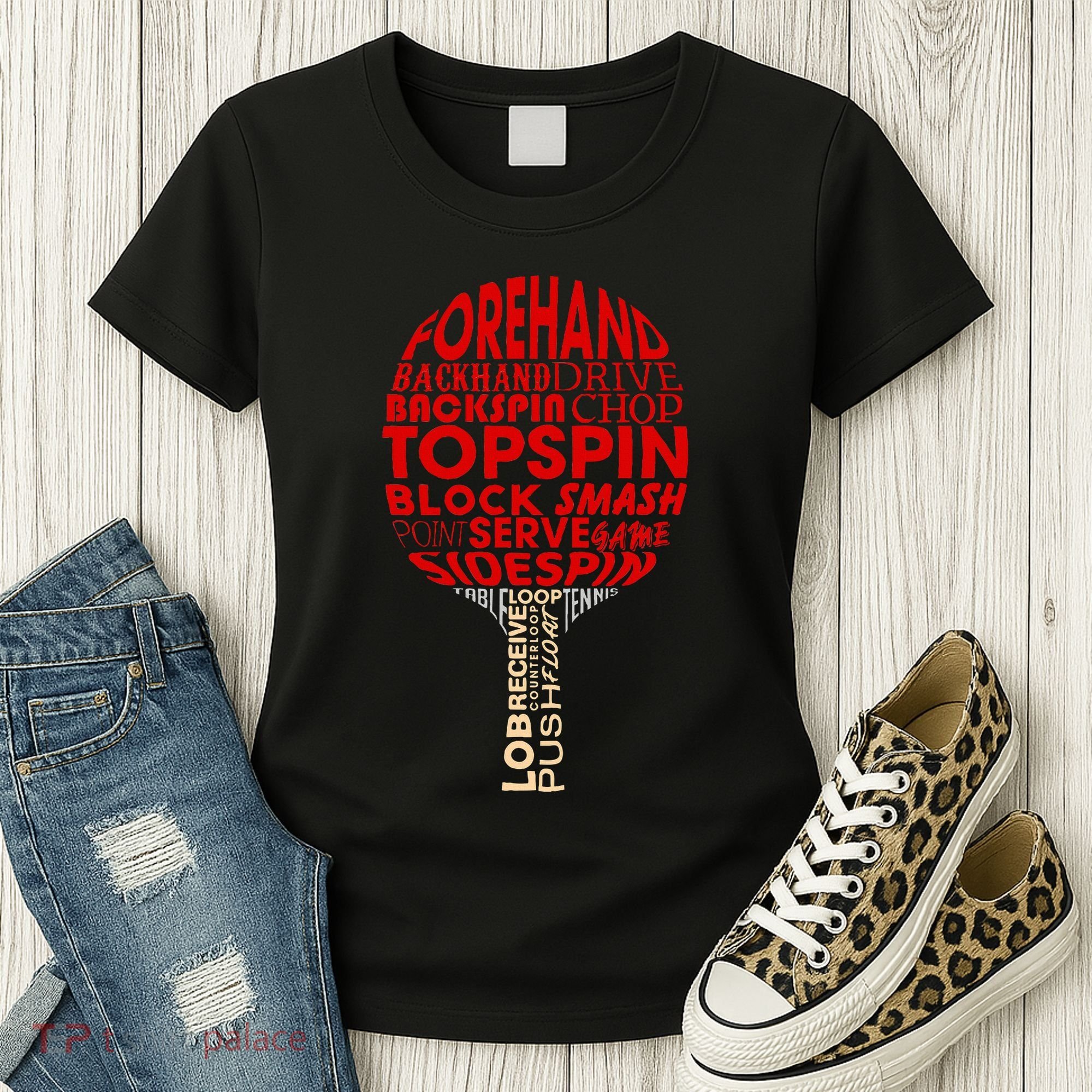 Table Tennis Ping Pong Racket Player Funny Women Gift Women's T-Shirt