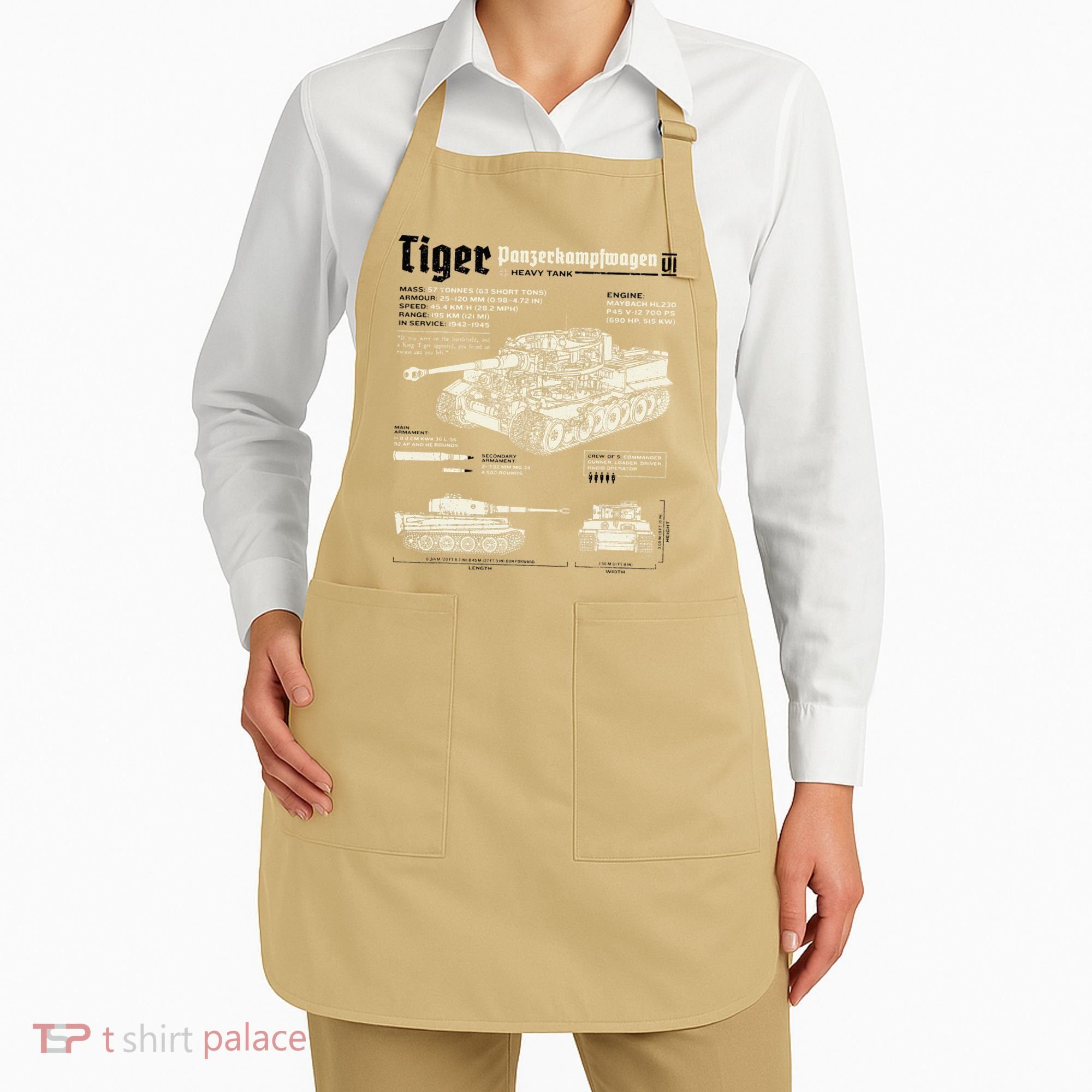 Tiger Tank Panzer World War 2 Blueprint Apron
