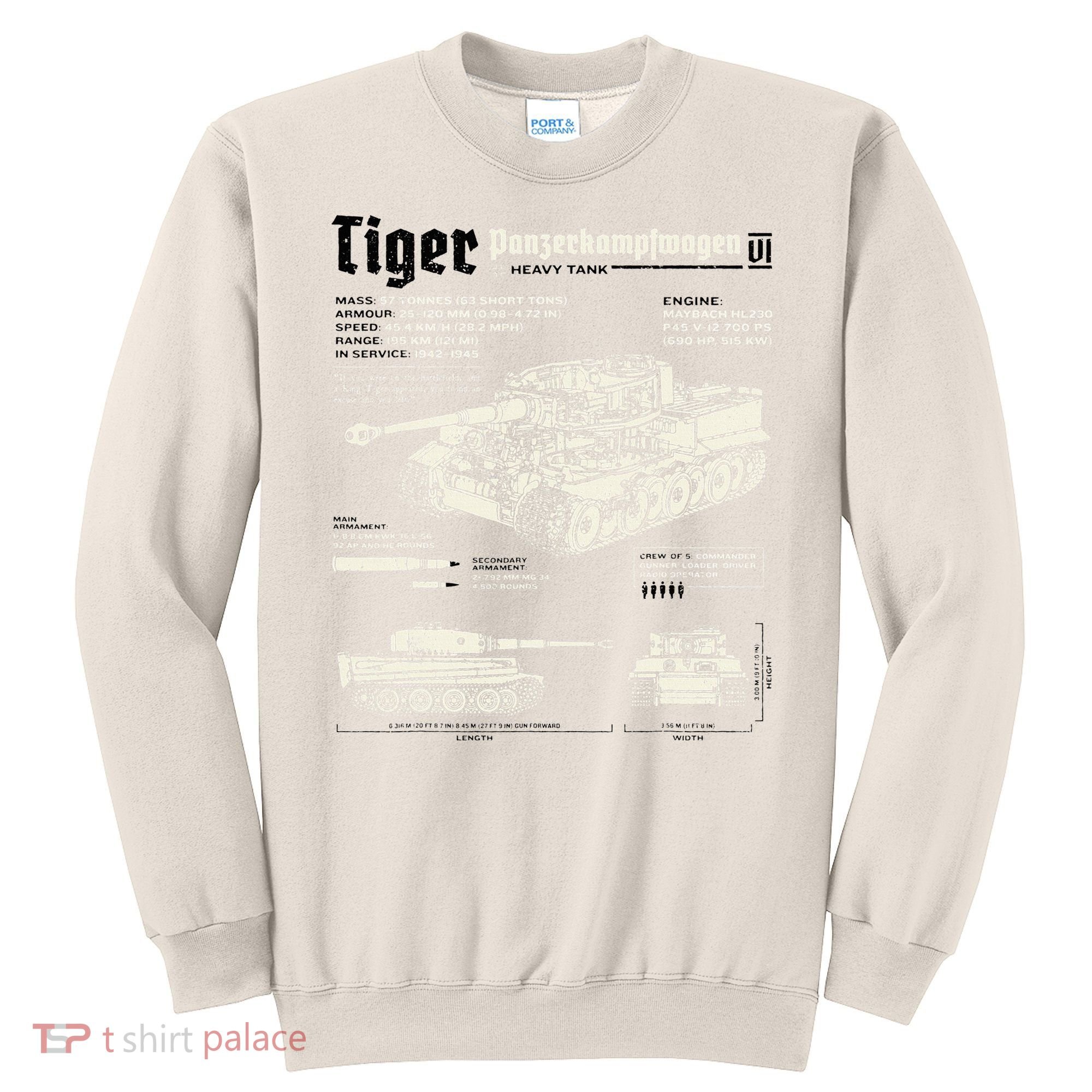 Tiger Tank Panzer World War 2 Blueprint Sweatshirt
