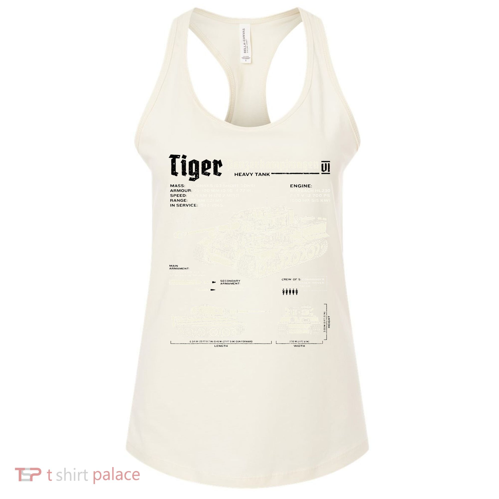 Tiger Tank Panzer World War 2 Blueprint Women's Tank Top