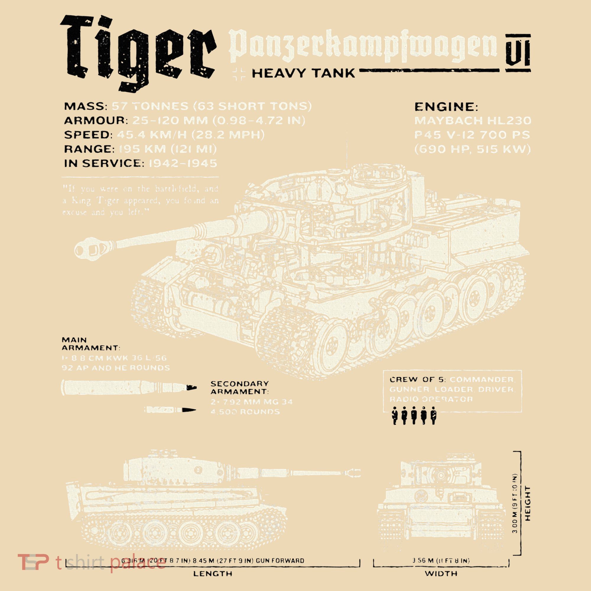 Tiger Tank Panzer World War 2 Blueprint Women's Tank Top
