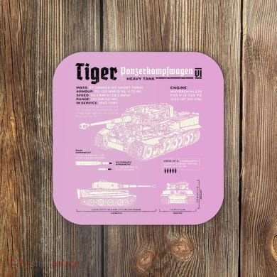 Tiger Tank Panzer World War 2 Blueprint Coaster