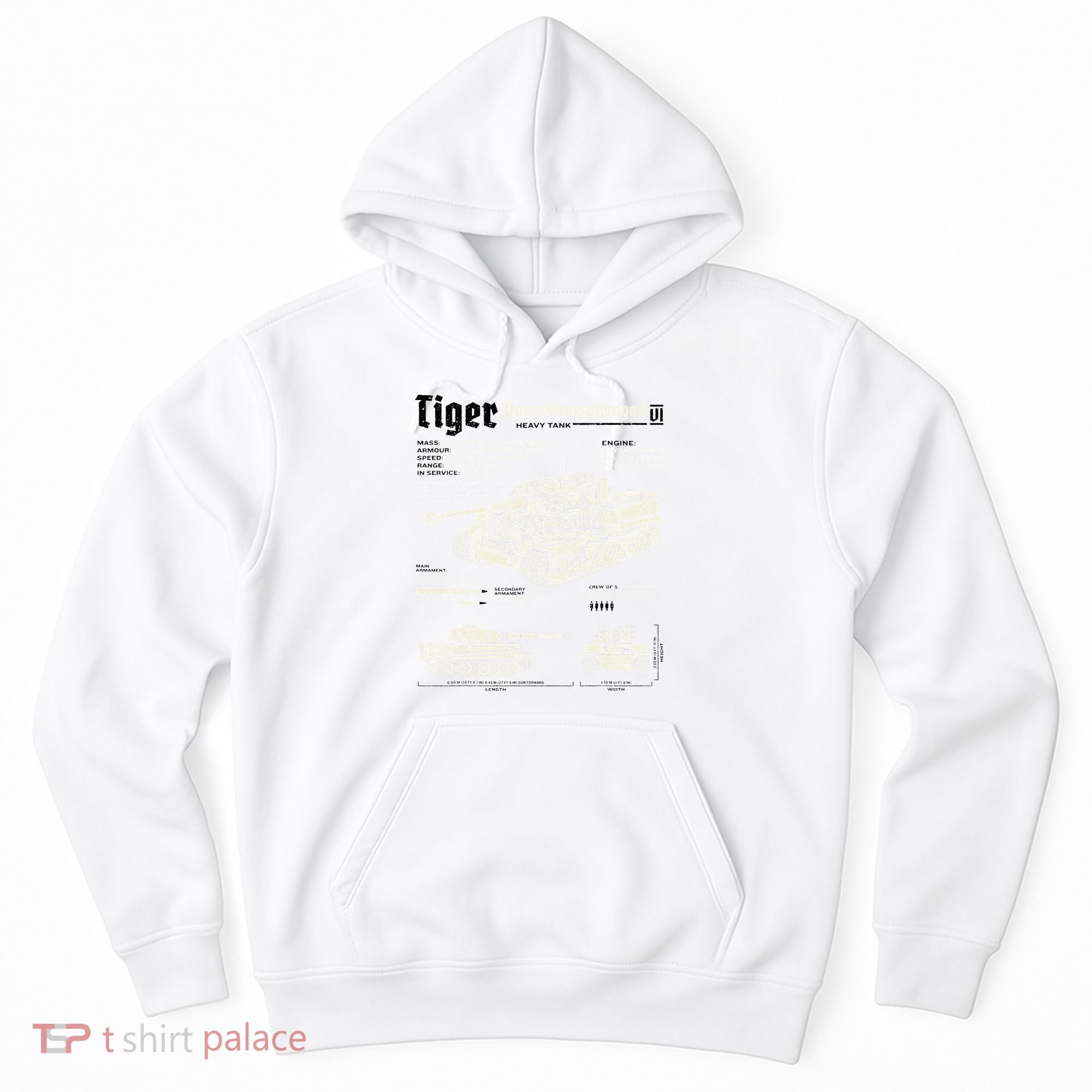 Tiger Tank Panzer World War 2 Blueprint Hoodie