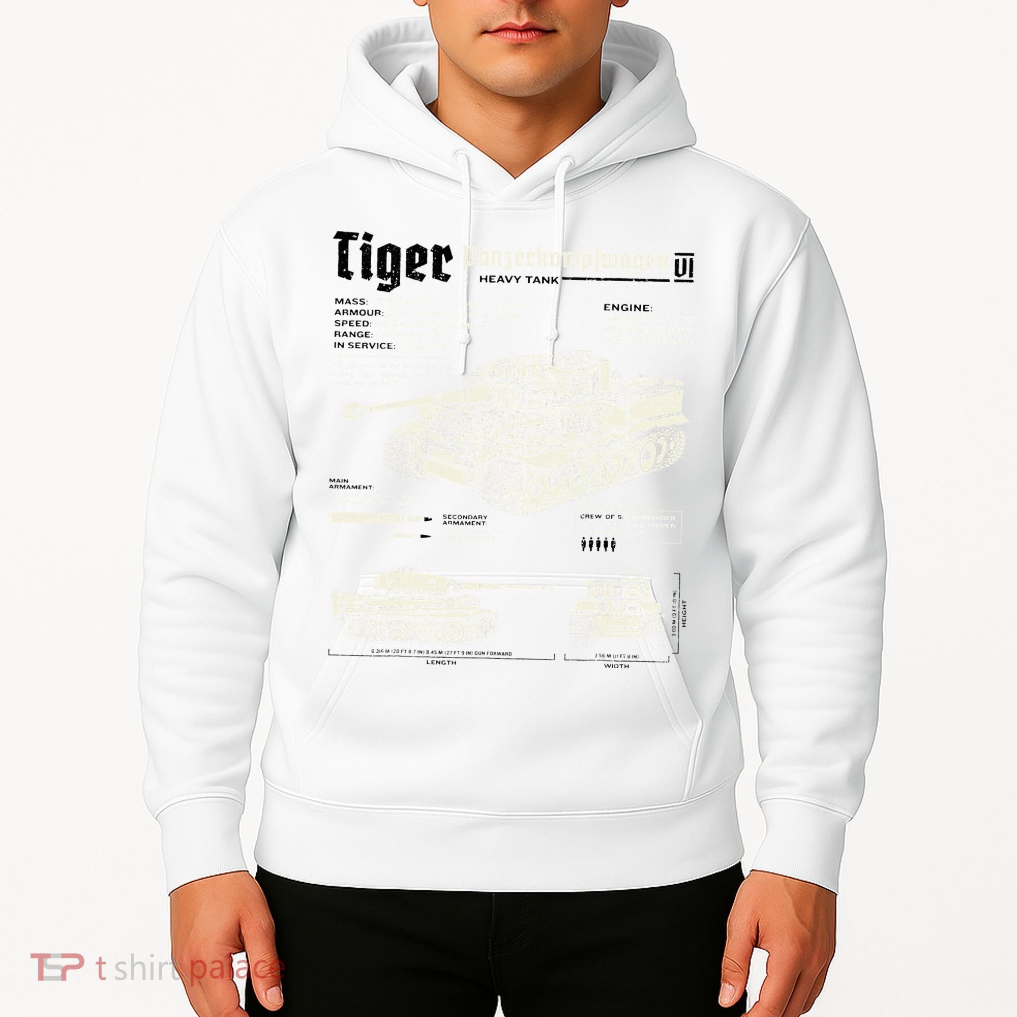 Tiger Tank Panzer World War 2 Blueprint Hoodie