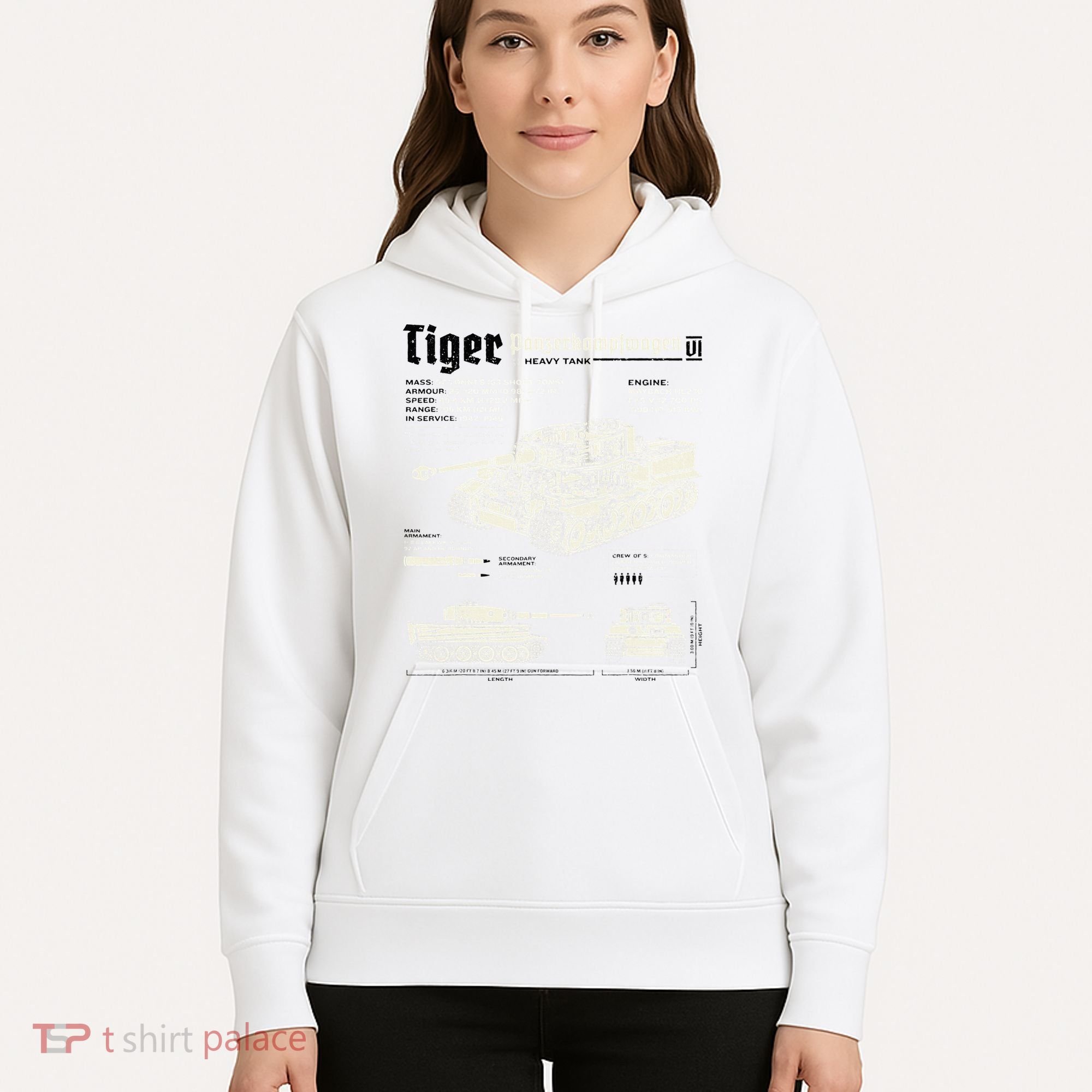 Tiger Tank Panzer World War 2 Blueprint Hoodie