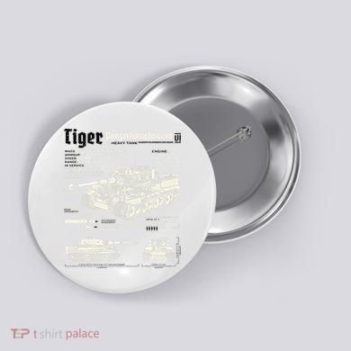 Tiger Tank Panzer World War 2 Blueprint Button