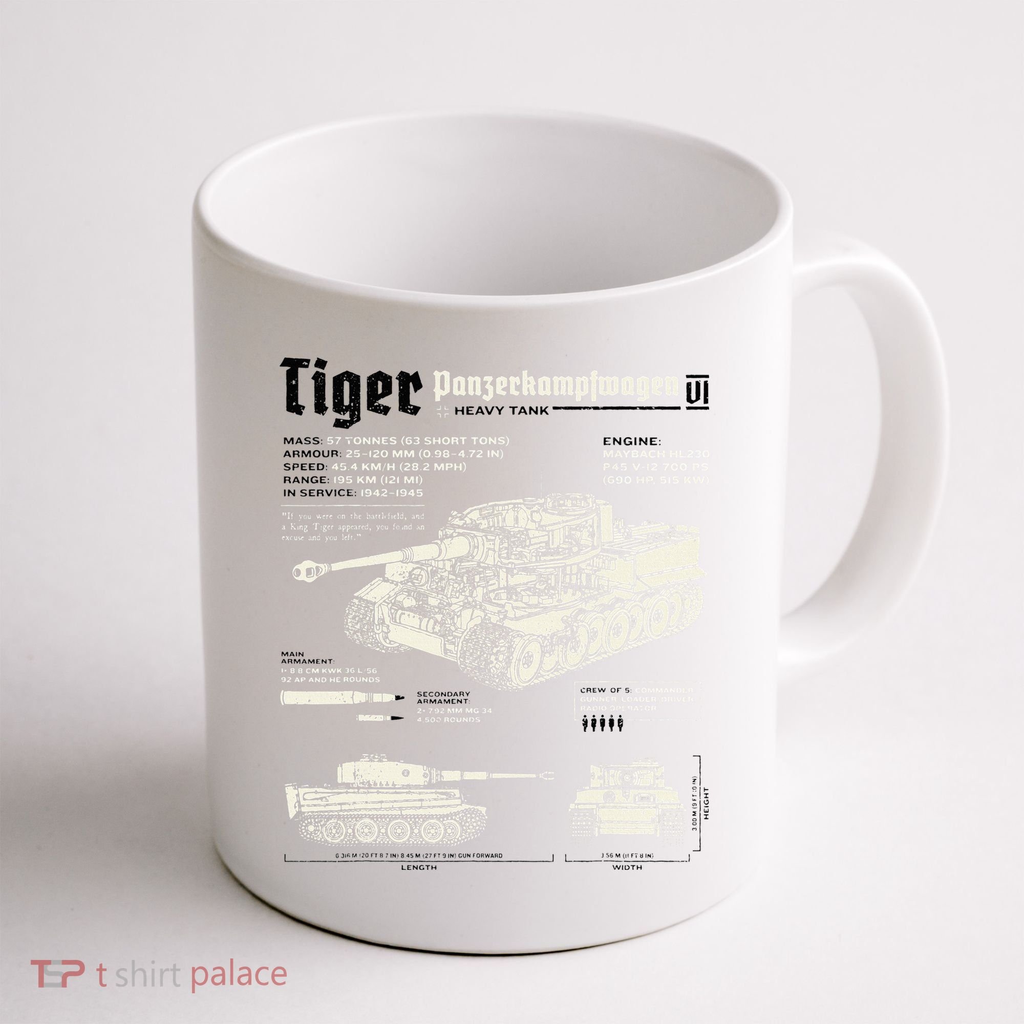 Tiger Tank Panzer World War 2 Blueprint Coffee Mug