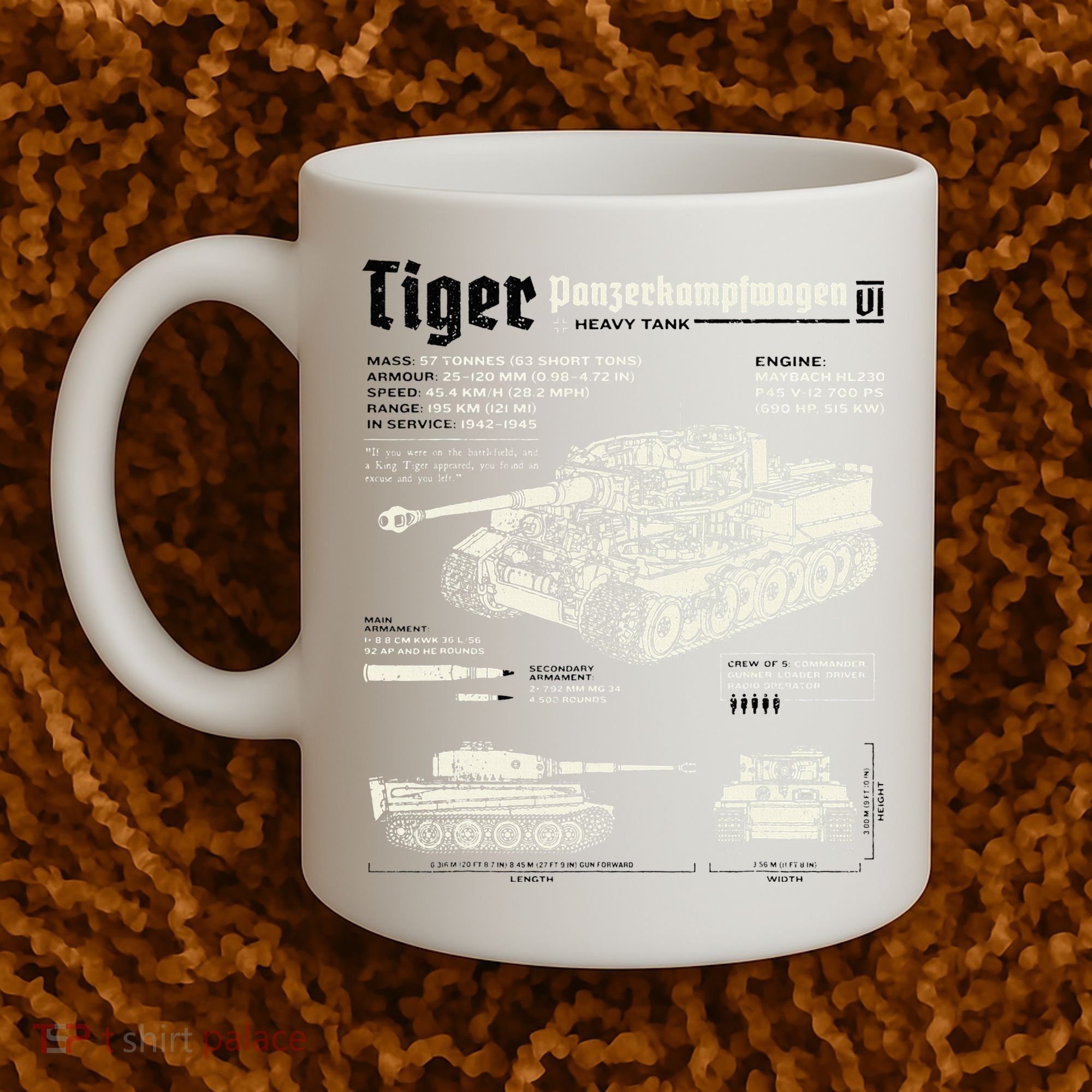 Tiger Tank Panzer World War 2 Blueprint Coffee Mug
