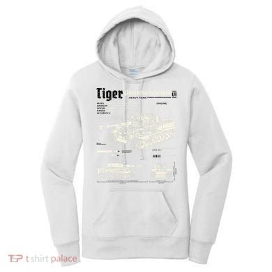 Tiger Tank Panzer World War 2 Blueprint Women's Hoodie