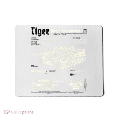 Tiger Tank Panzer World War 2 Blueprint Mousepad