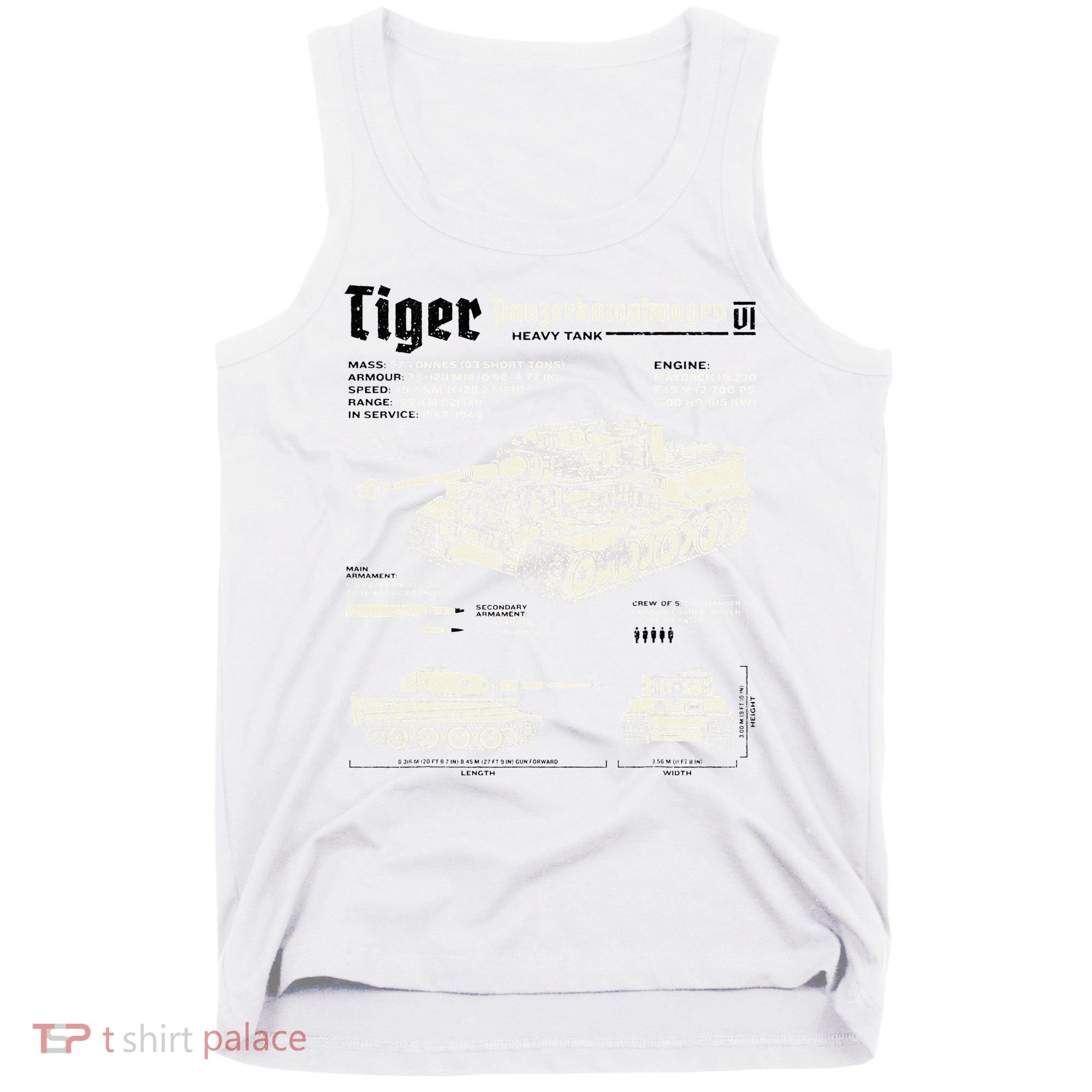 Tiger Tank Panzer World War 2 Blueprint Tank Top