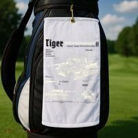 Tiger Tank Panzer World War 2 Blueprint Golf Towel thumb 2