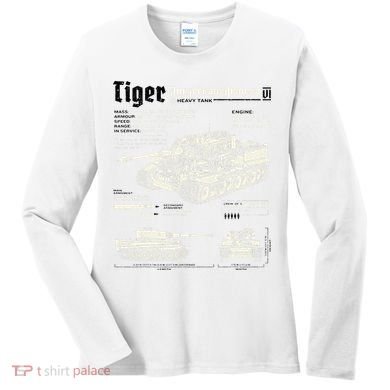 Tiger Tank Panzer World War 2 Blueprint Women's Long Sleeve Shirt