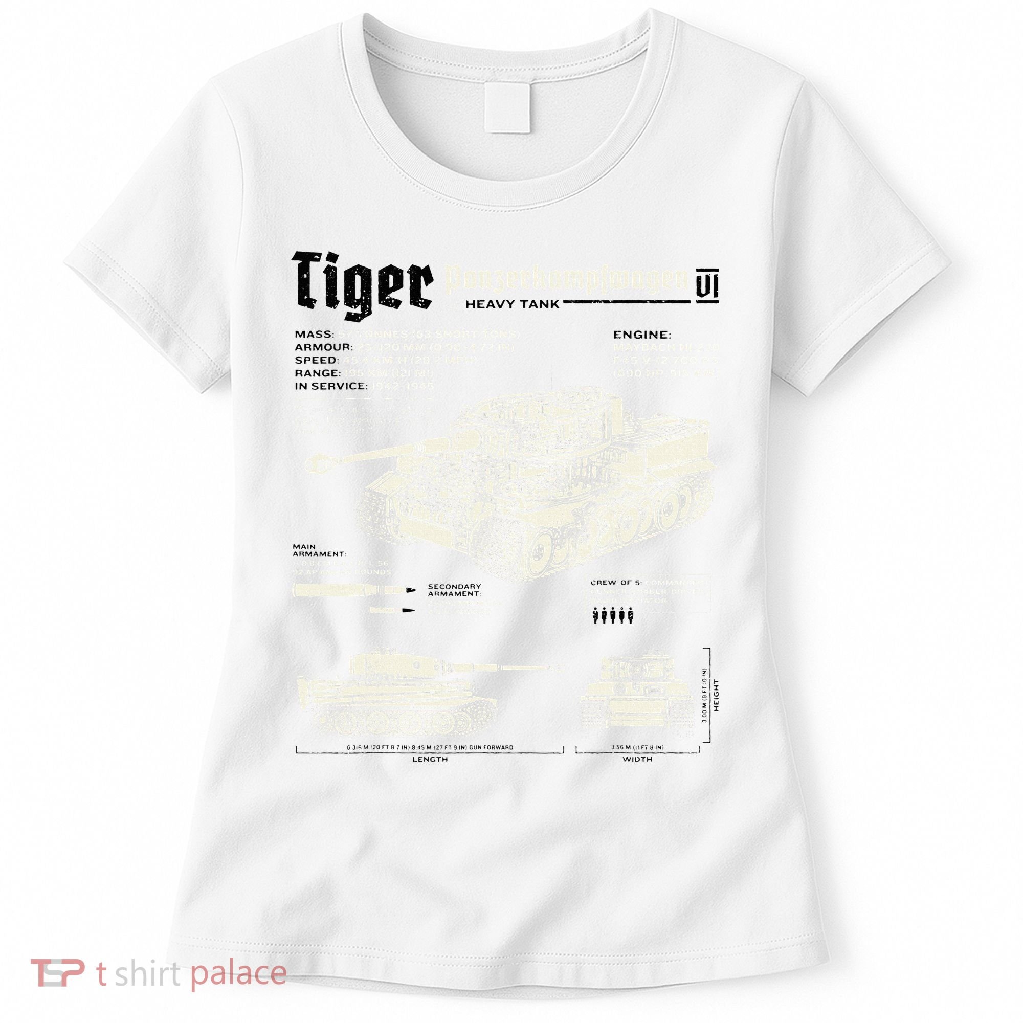 Tiger Tank Panzer World War 2 Blueprint Women's T-Shirt