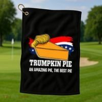 Thanksgiving Trumpkin Pumpkin Pie Donald Trump Political Golf Towel thumb 1
