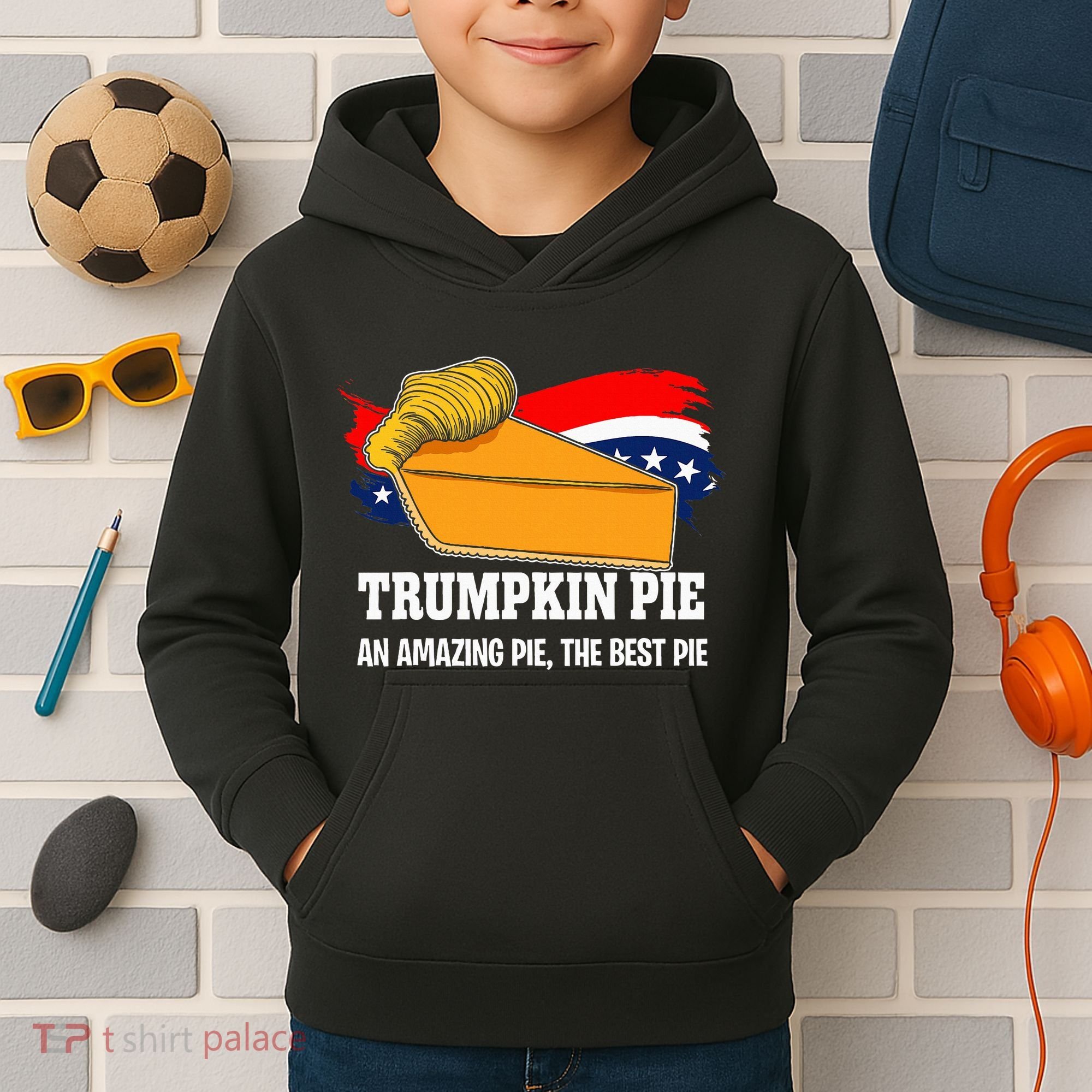 Thanksgiving Trumpkin Pumpkin Pie Donald Trump Political Kids Hoodie