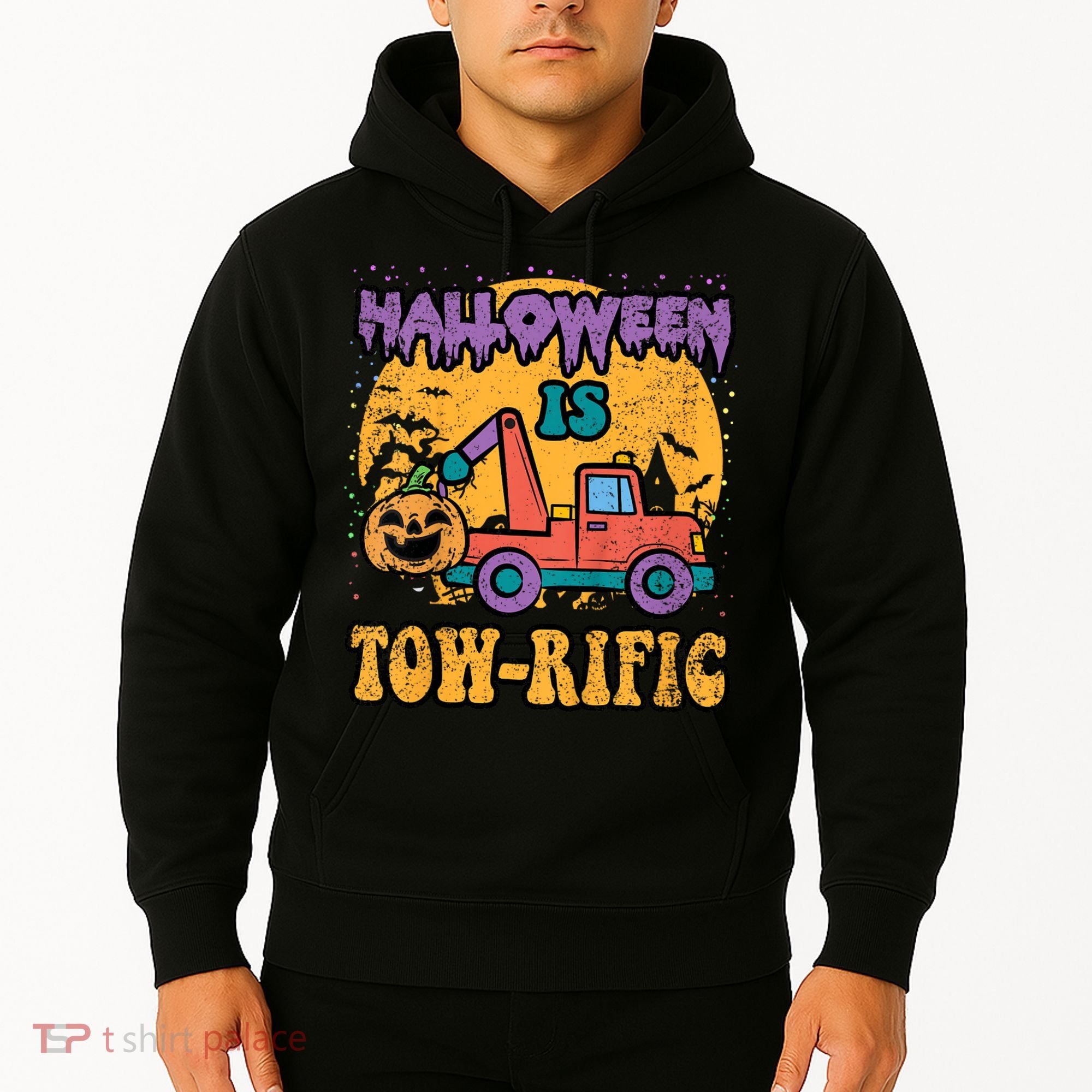 Tow Truck Pumpkin Halloween Costume Towing Hoodie