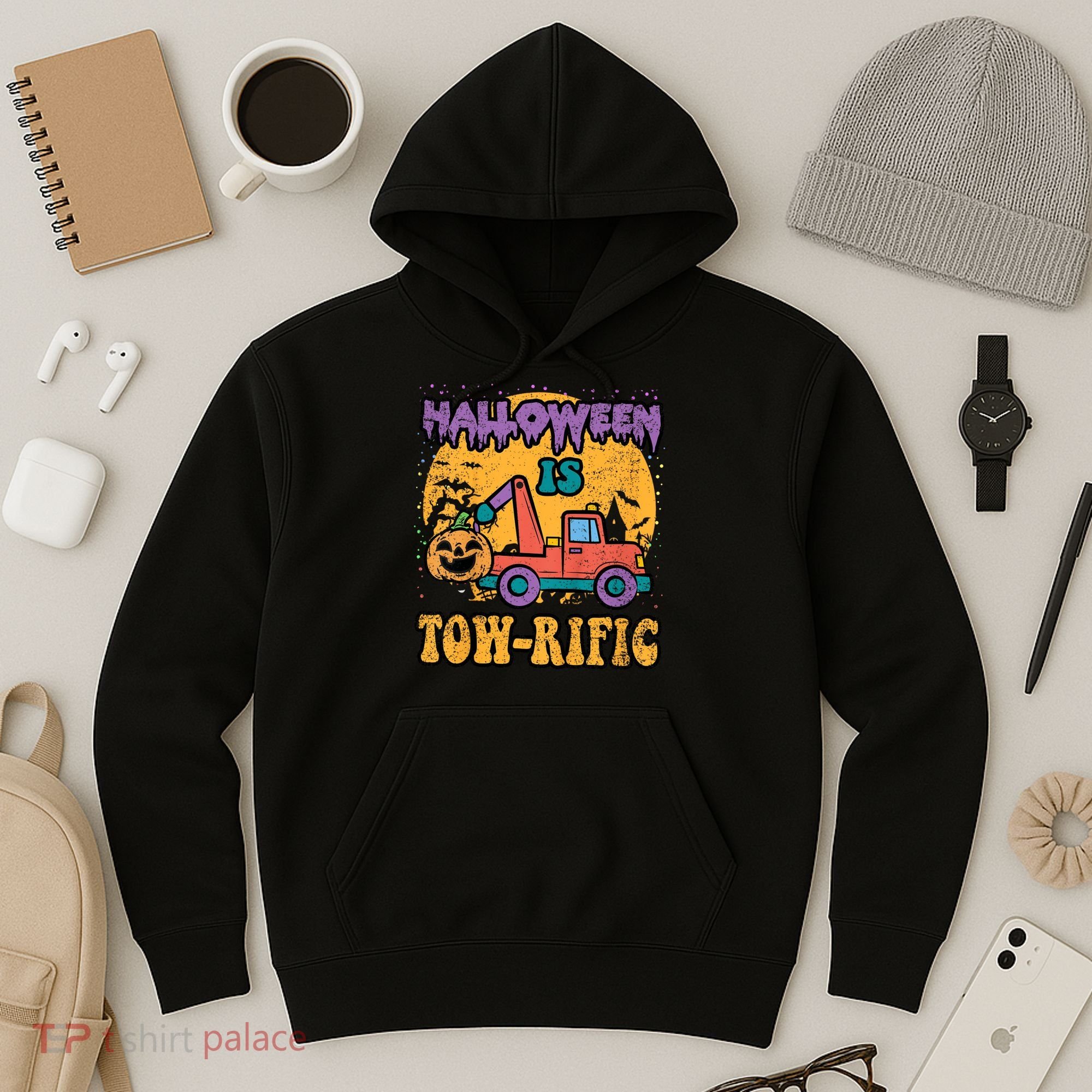 Tow Truck Pumpkin Halloween Costume Towing Hoodie