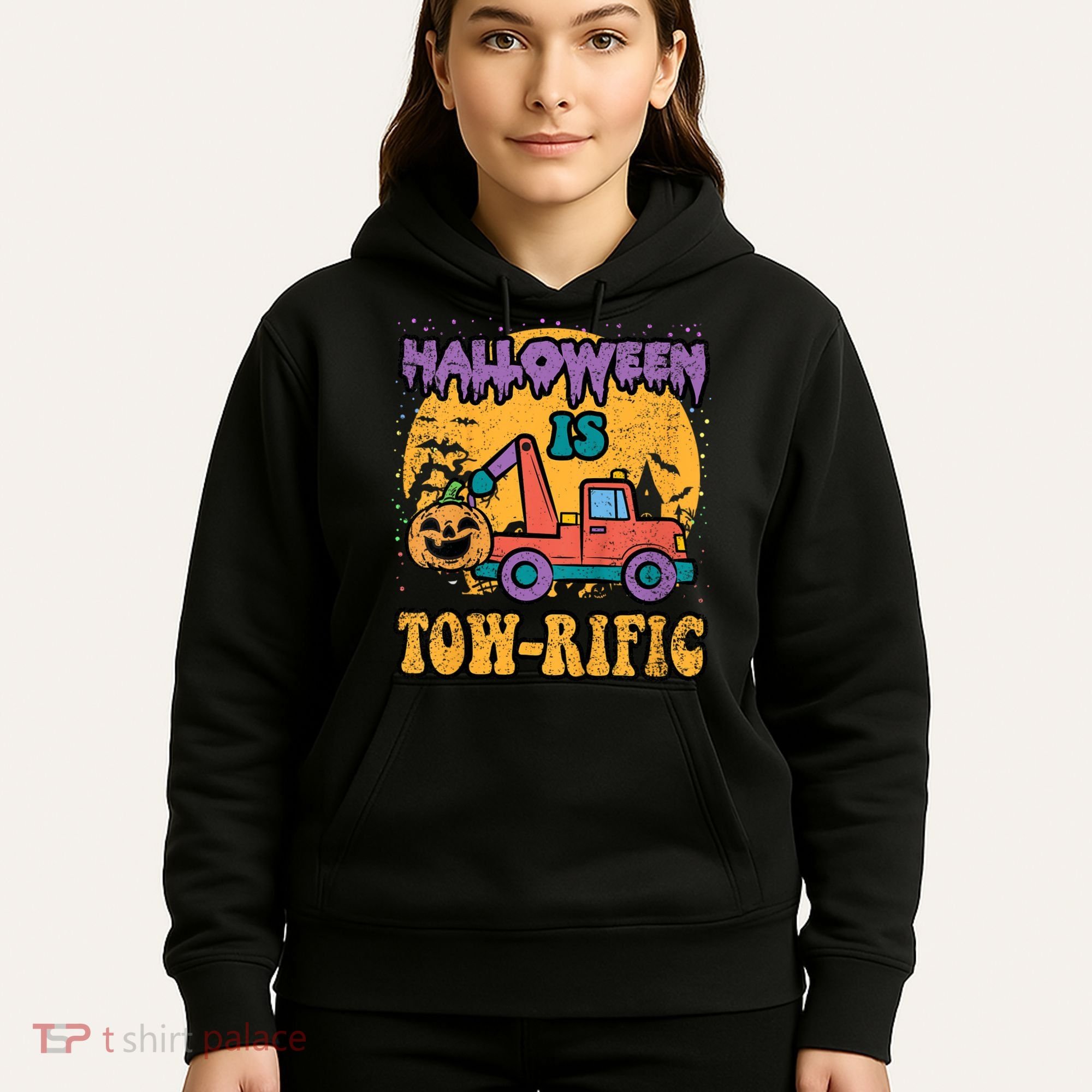 Tow Truck Pumpkin Halloween Costume Towing Hoodie