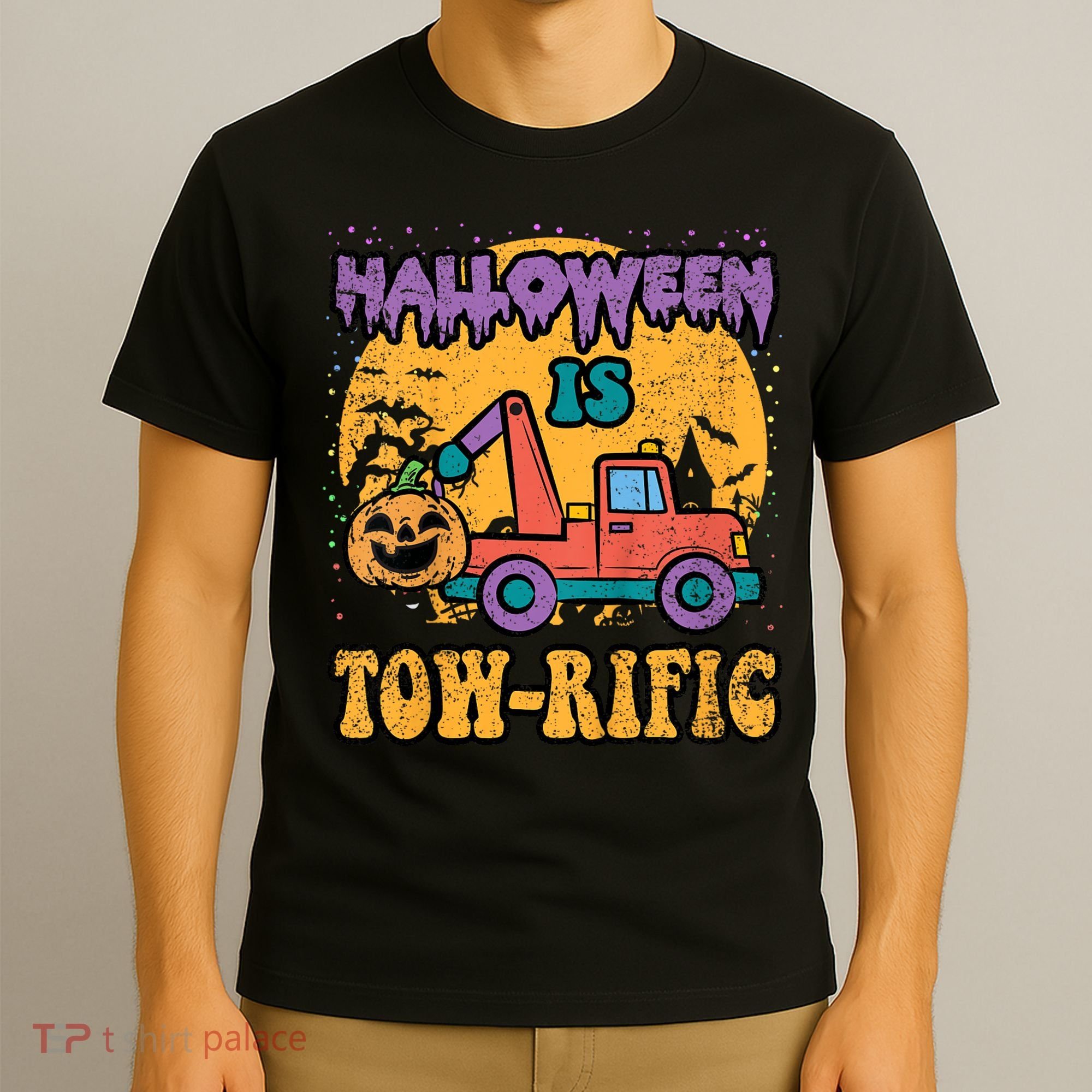 Tow Truck Pumpkin Halloween Costume Towing T-Shirt