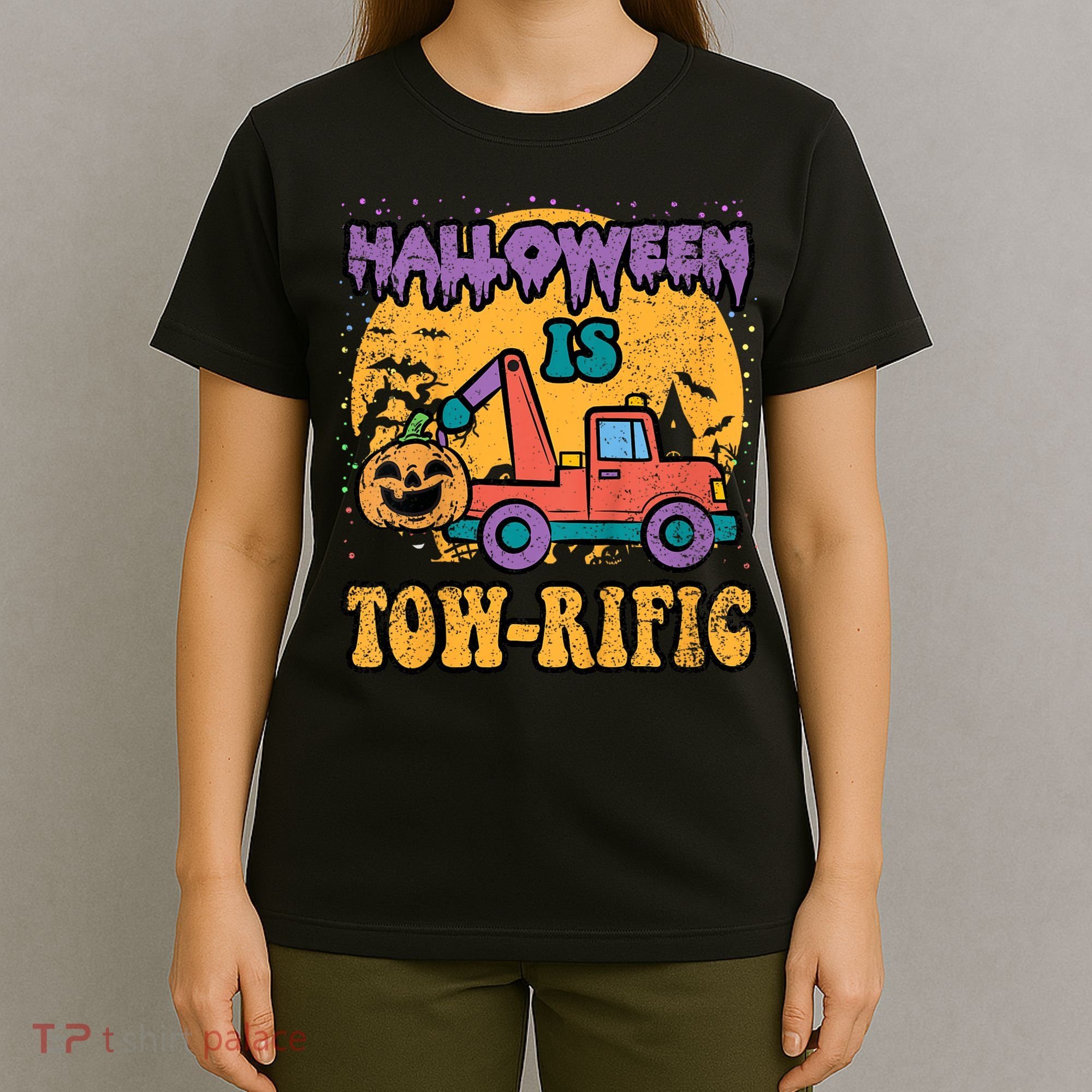 Tow Truck Pumpkin Halloween Costume Towing T-Shirt