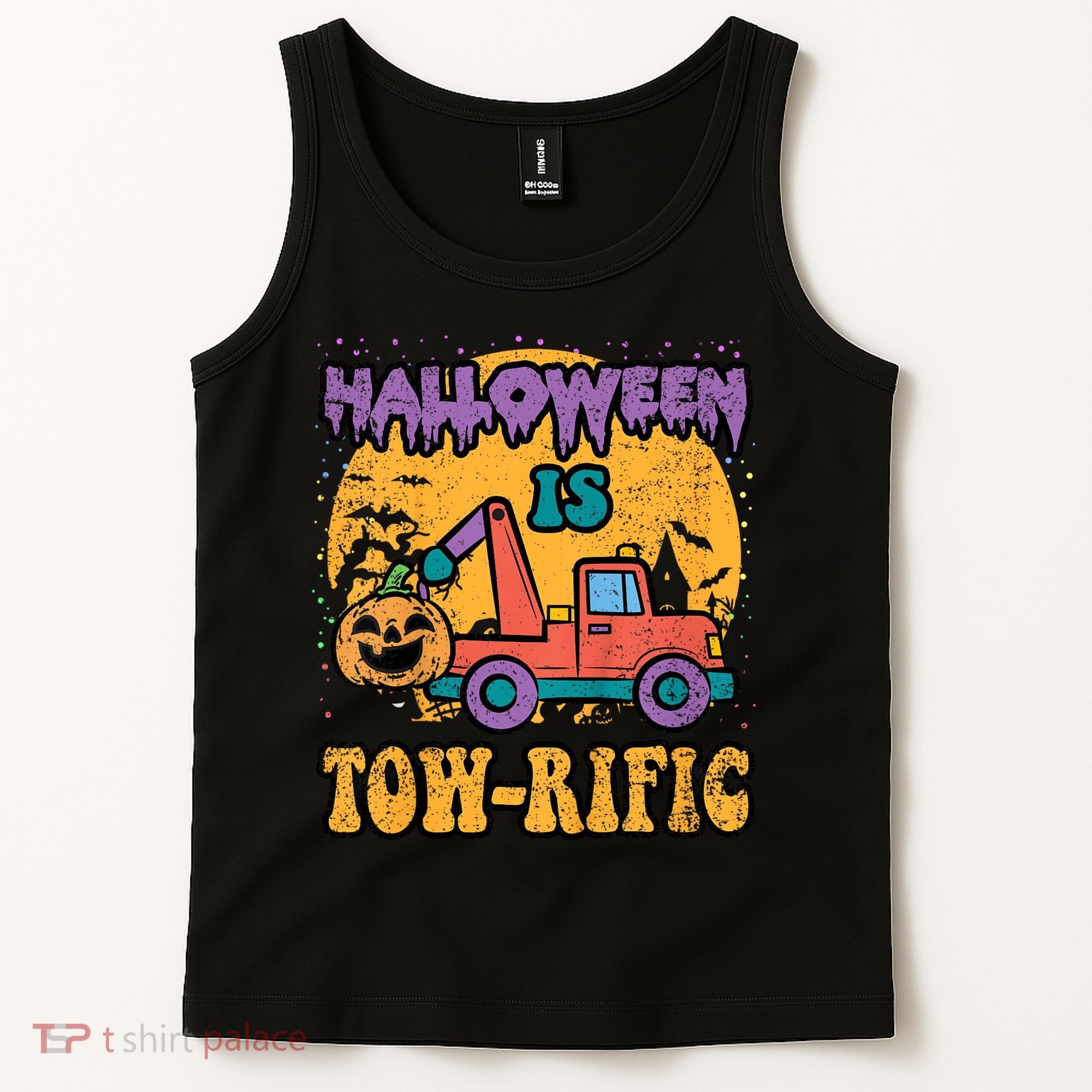 Tow Truck Pumpkin Halloween Costume Towing Tank Top