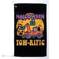 Tow Truck Pumpkin Halloween Costume Towing Golf Towel thumb 0