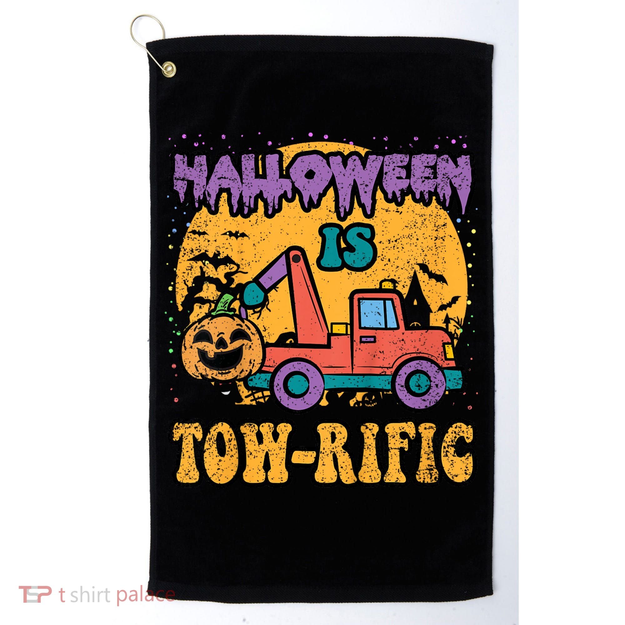 Tow Truck Pumpkin Halloween Costume Towing Golf Towel