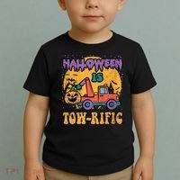 Tow Truck Pumpkin Halloween Costume Towing Toddler T-Shirt thumb 2