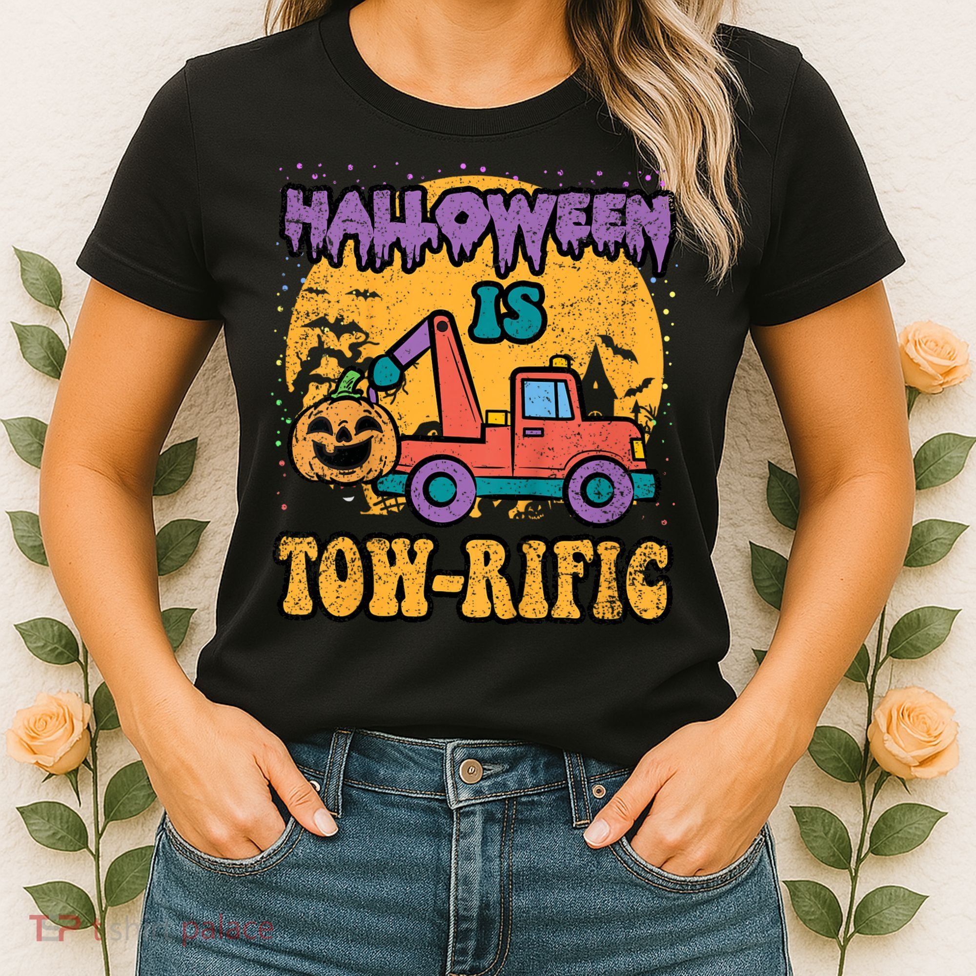 Tow Truck Pumpkin Halloween Costume Towing Women's T-Shirt