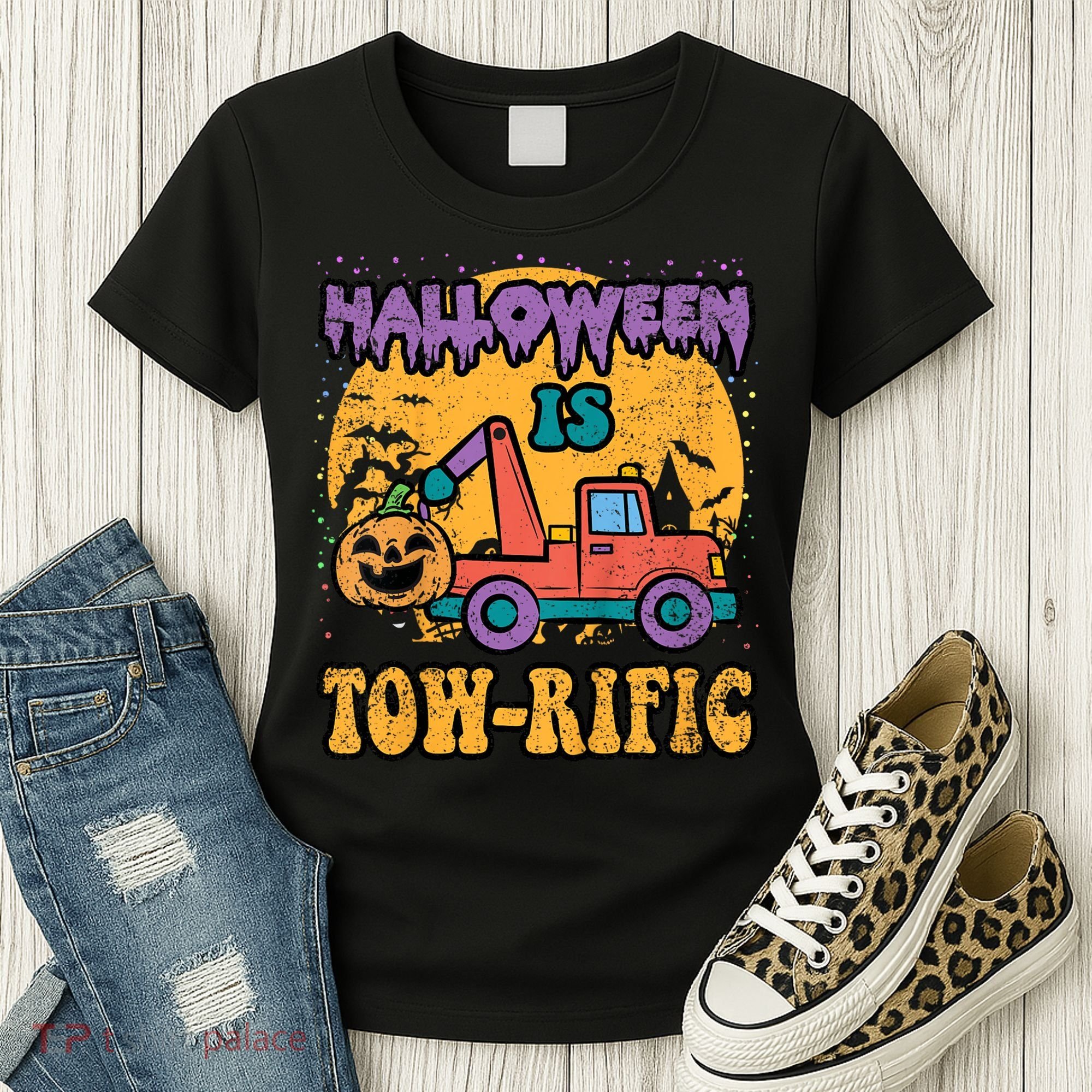 Tow Truck Pumpkin Halloween Costume Towing Women's T-Shirt