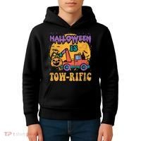 Tow Truck Pumpkin Halloween Costume Towing Kids Hoodie thumb 4