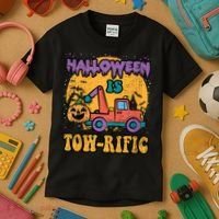 Tow Truck Pumpkin Halloween Costume Towing Kids T-Shirt thumb 3