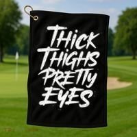 Thick Thighs Pretty Eyes Big Gym Fitness Golf Towel thumb 1