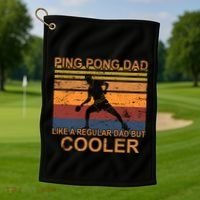 Table Tennis Player Ping Pong Father Table Tennis Dad Gift Golf Towel thumb 1