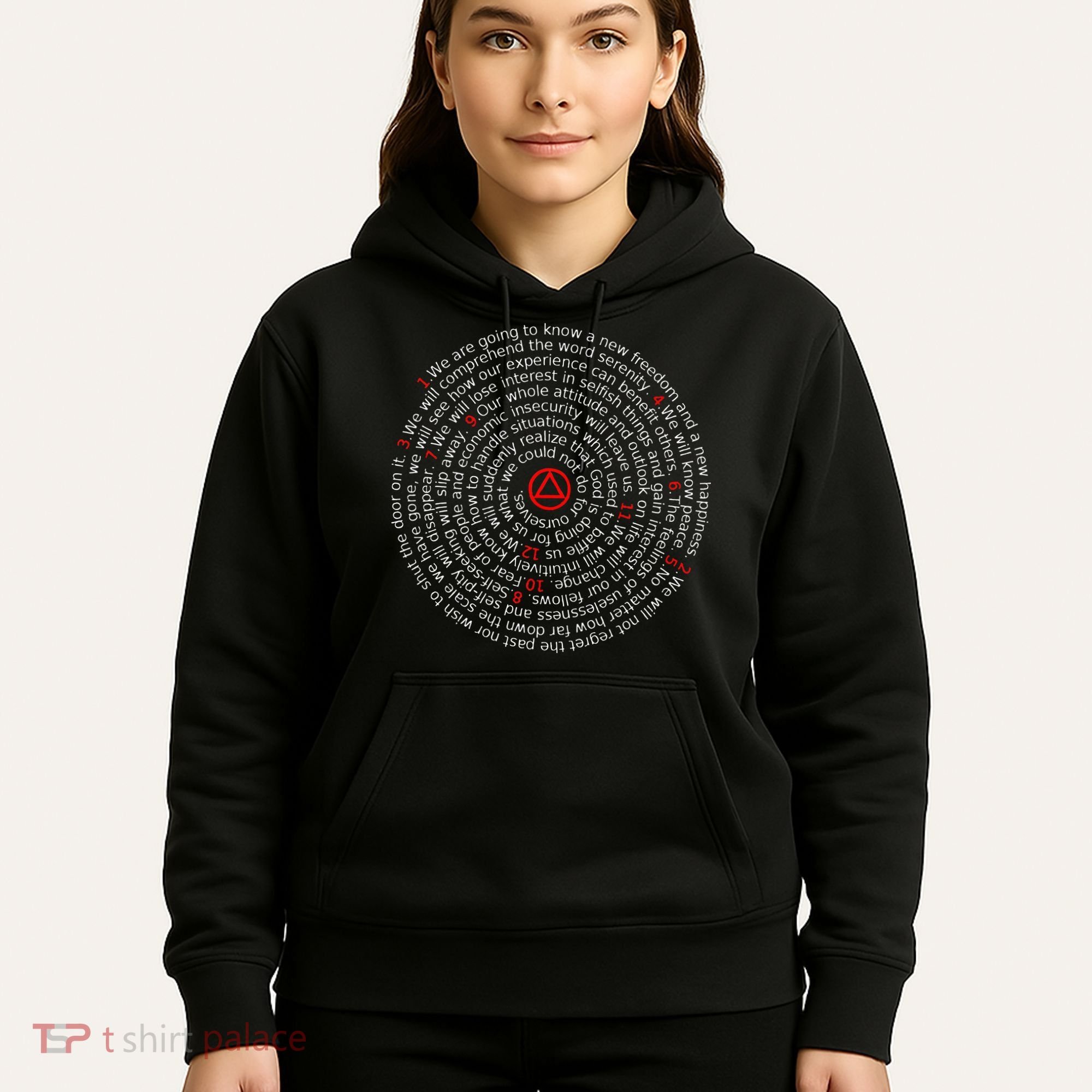 The Twelve Promises Aa 12 Step Recovery Spiral Hoodie