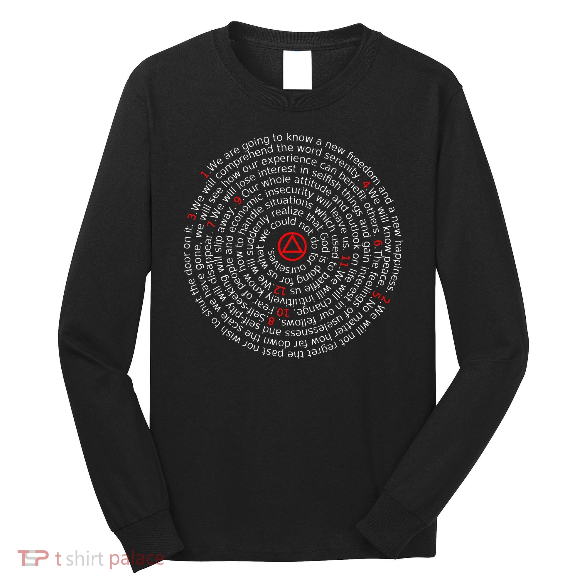 The Twelve Promises Aa 12 Step Recovery Spiral Long Sleeve Shirt