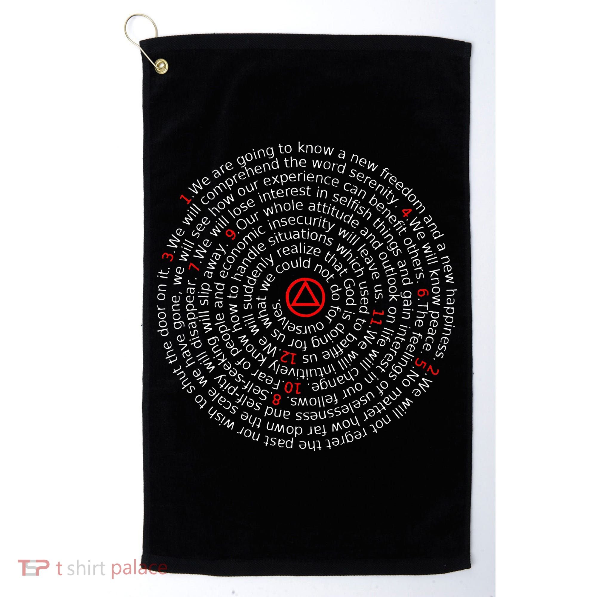 The Twelve Promises Aa 12 Step Recovery Spiral Golf Towel