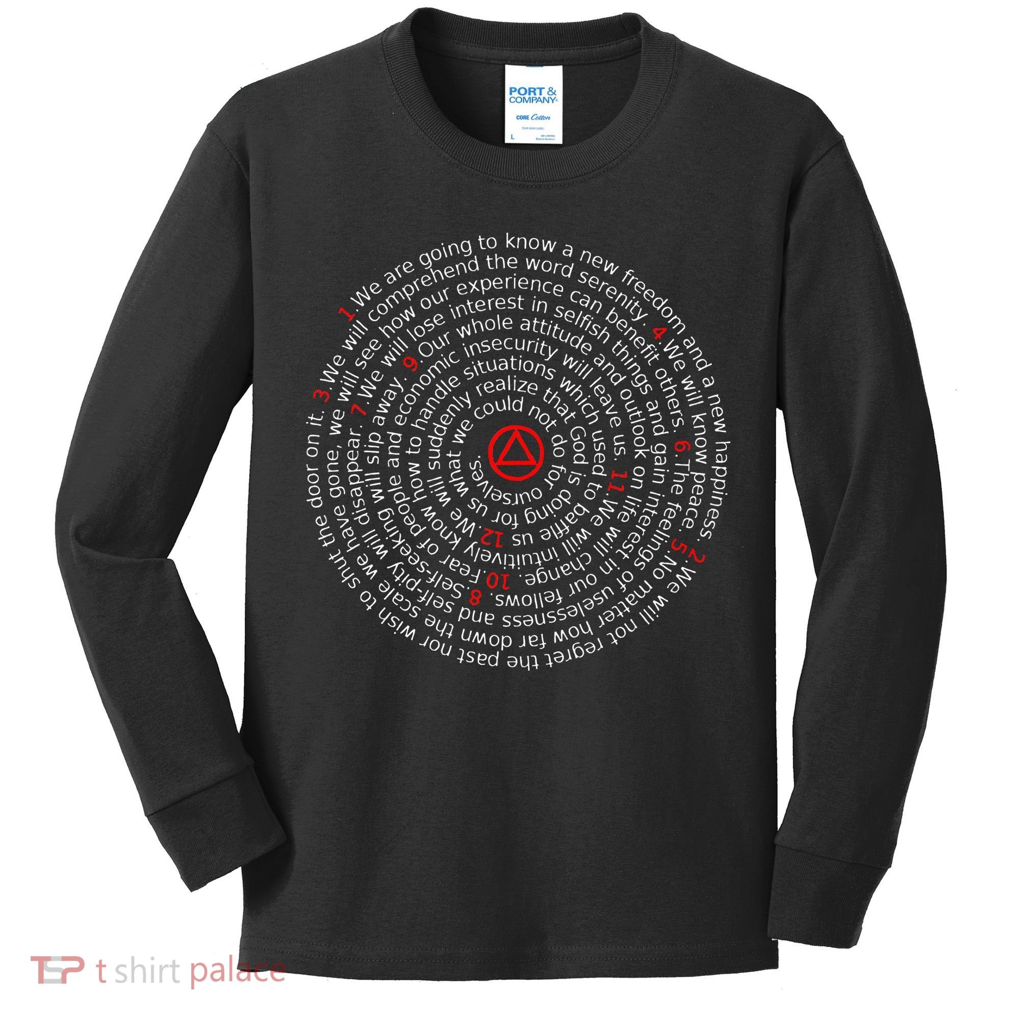 The Twelve Promises Aa 12 Step Recovery Spiral Kids Long Sleeve Shirt