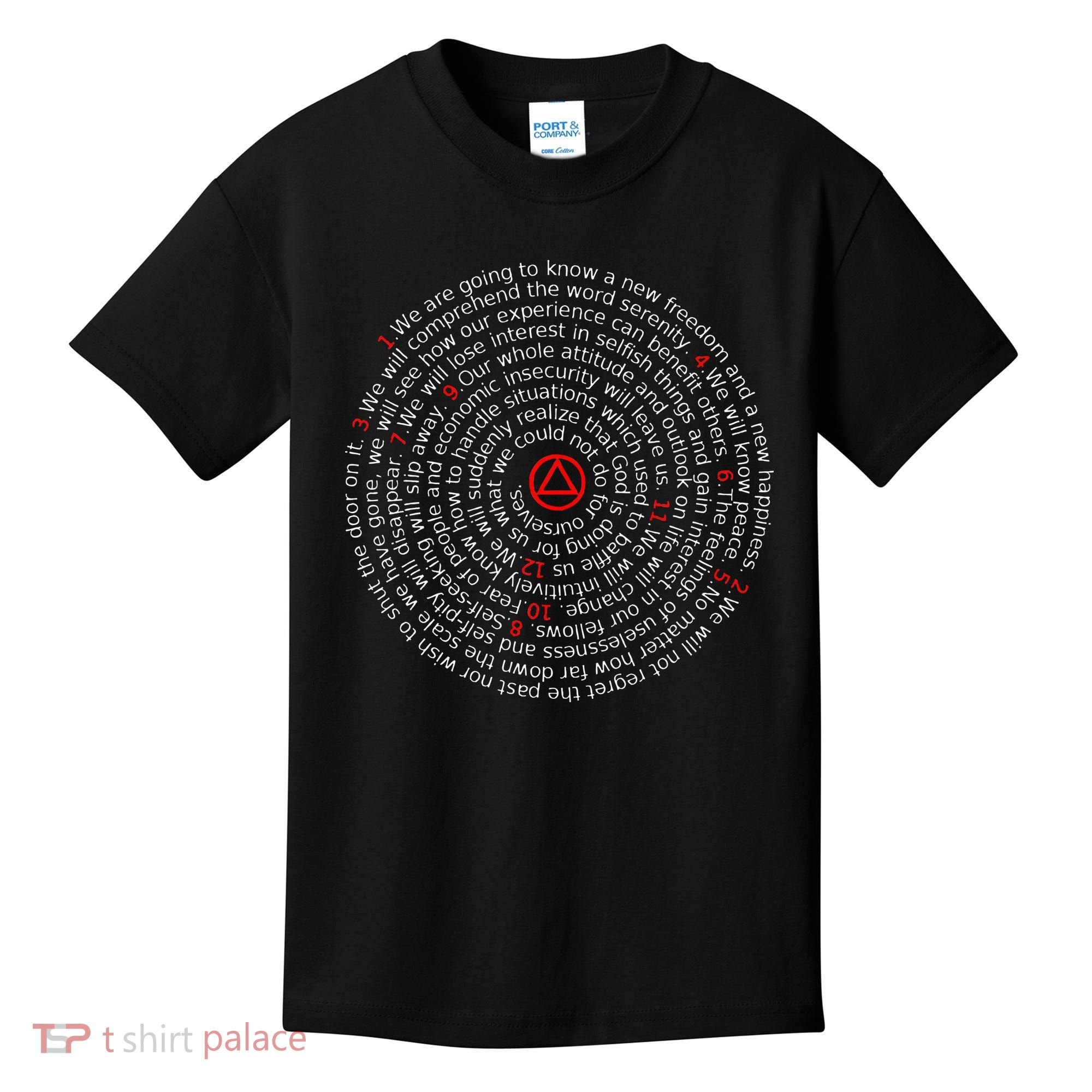 The Twelve Promises Aa 12 Step Recovery Spiral Kids T-Shirt