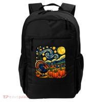 Thanksgiving Turkey Pumpkin Harvest Starry Night Art Backpack thumb 0