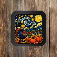 Thanksgiving Turkey Pumpkin Harvest Starry Night Art Coaster thumb 0